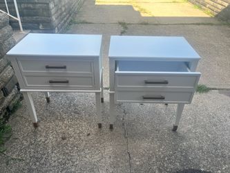Pair of White 2-Drawer Nightstands