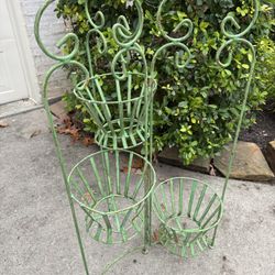 3 Tier Folding Plant Stand Pot Holder Wrought Iron Vintage Garden 