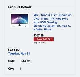 MSI 4K PC monitor
