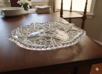 Vintage Intricate Pressed Glass Serving Bowl / Dish