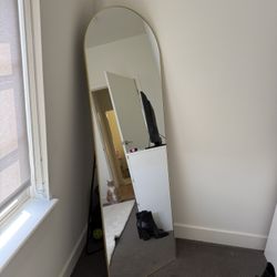 Arched Gold Aluminum Framed Full Length Wall Mirror