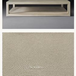 RH modern 	Cela Shagreen Coffee Table In Bone And burnished brass