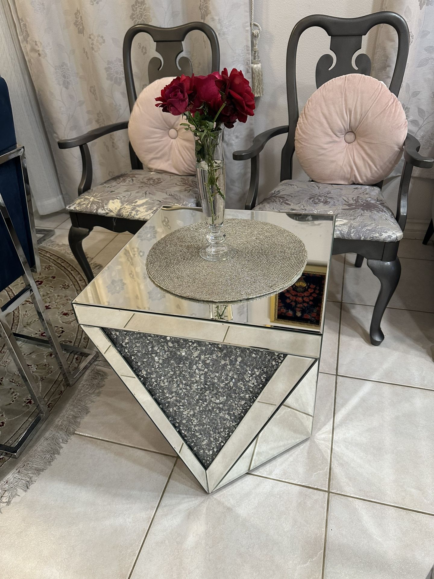 Mirrored Glass End Table