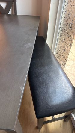 Dining Bench with Faux Leather Seat