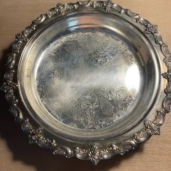 Towle Silverplate Footed Tray + Pyrex Pie Plate AA-6 Vintage Set 12”