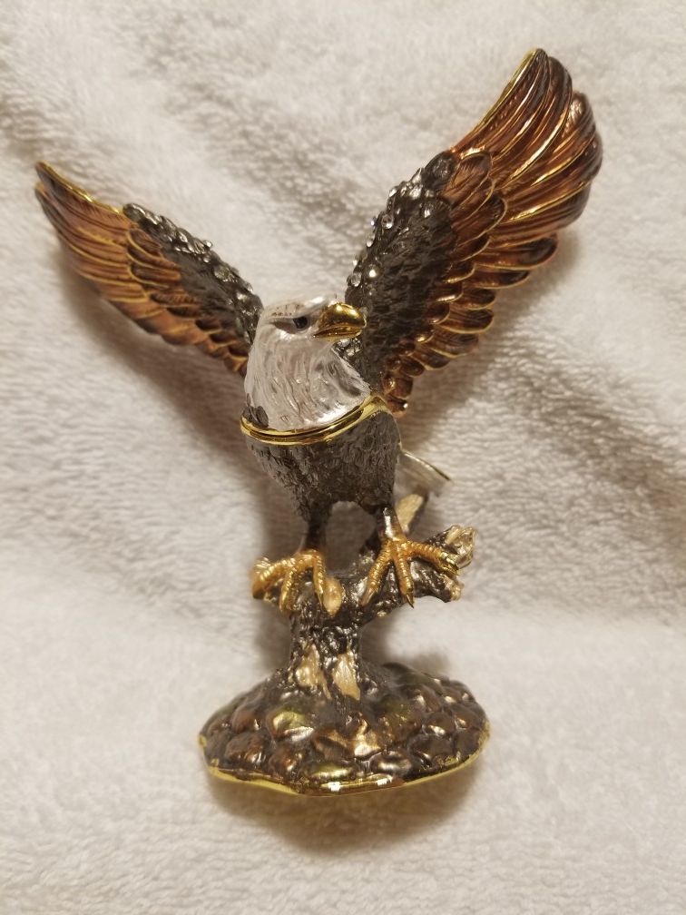 Cherished Treasures Jeweled Collection Bald Eagle Trinket Box