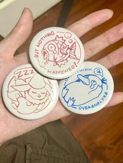 Homemade & Artist-drawn Pokemon Badges & Magnets Stamp Style!