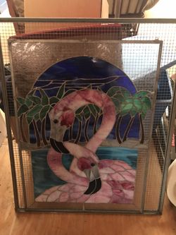 Flamingo Stain Glass Window 25” X 36”