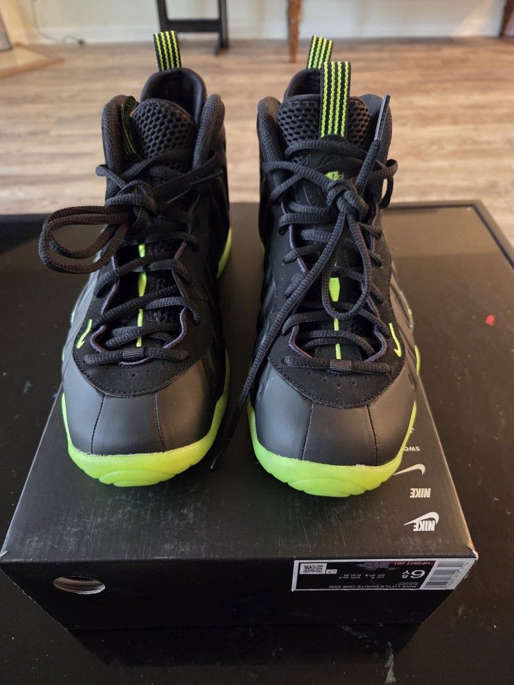 NIKE LITTLE POSITE ONE BLACK VOLT [HF0977 001] FOAM ZOOM PRO SZ 6.5y
