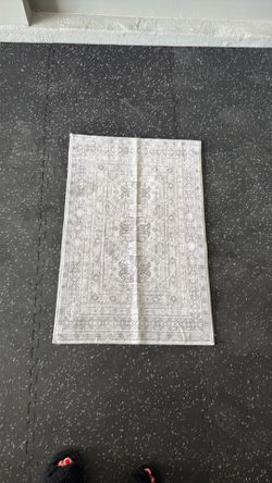2x3 gray & creme washable rug - brand new