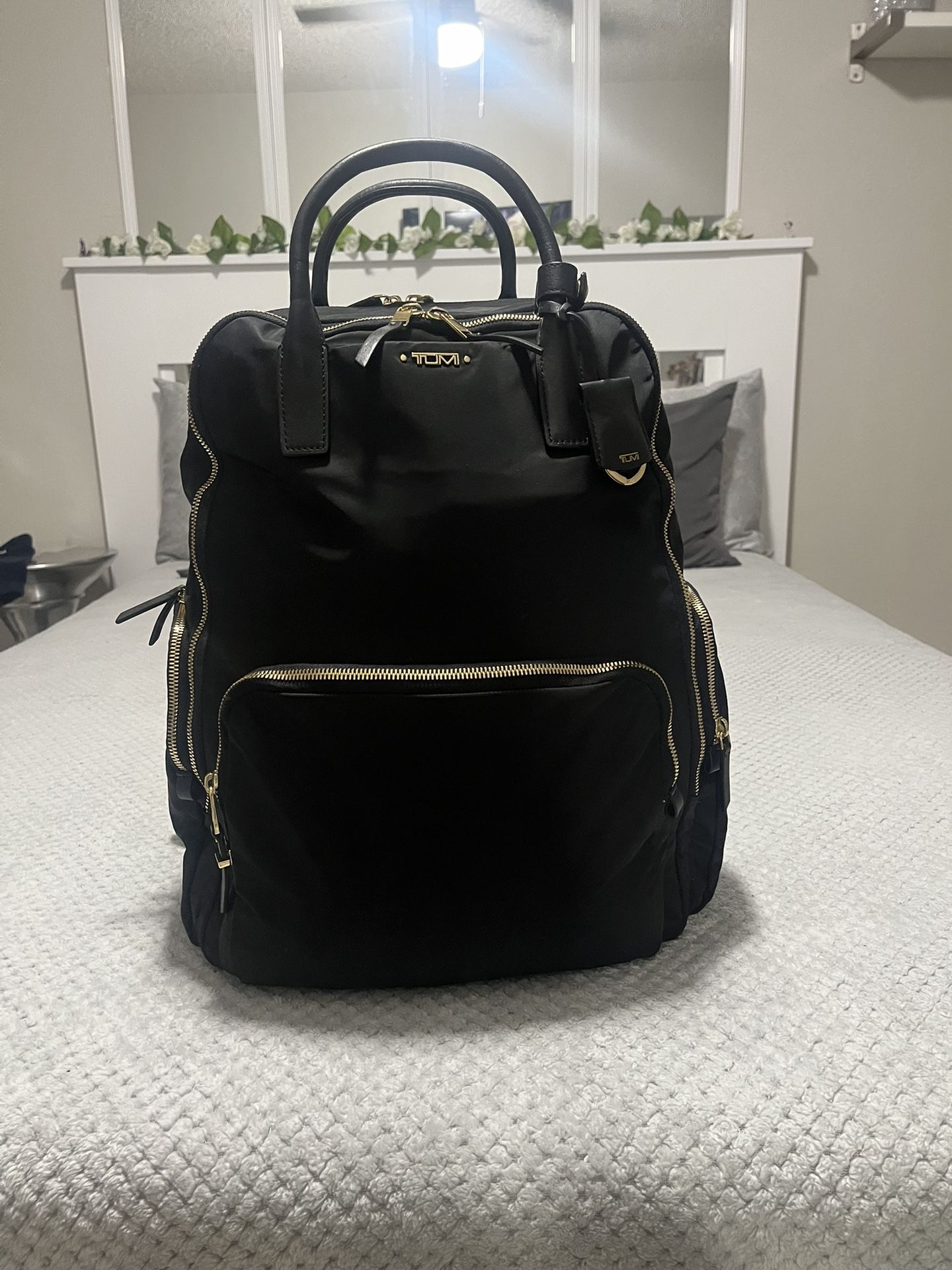 TUMI Voyageur Uma Backpack Black Nylon Gold Laptop Travel Work Bag NWT Tumi Voyageur Uma Backpack | Airline International – Airline  main image 2