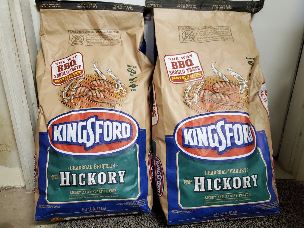 2 New of 14.6lb bags Kingsford Charcoal Briquets Hickory Smoky and Savory