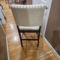 Sturdy counter high wooden dinning table with 4 chairs