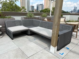 Outdoor Wicker Sectional Sofa with Cushions