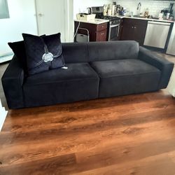 Black Velvet Couch and Throw Pillows