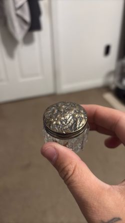 Antique Cut Glass Jar With Sterling Silver Lid
