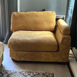 Corduroy Soft Yellow Corner Couch