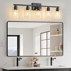 Unicozin Modern Bathroom Light Fixtures, 5 Light Vanity Lights Over Mirror