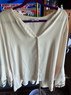 Chico's Cream Blouse with Lace Cuffs