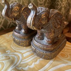 Set Of Heavy Asian Style Elephant Book Ends 6”