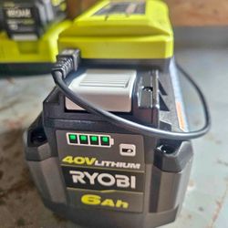 Ryobi 40v 6 Amp Batter And Charger 