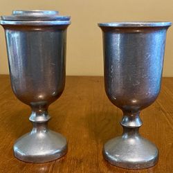 2 Vintage Pewtarex Pewter Chalice Goblet Renfaire Renaissance Medieval 1 Lid 