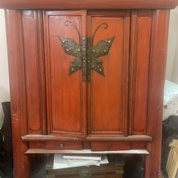 19th Century Antique Butterfly Armoire 