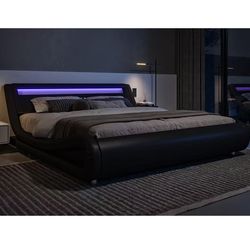 5442 Upholstered Queen LED Bed Frame