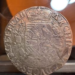 1618 Antwerp Ducaton minted during the reign of Archduke Albert VII and Isabella Clara Eugenia of the Spanish Netherlands. 