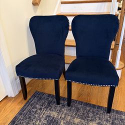 2 Navy Velvet Dining Chairs