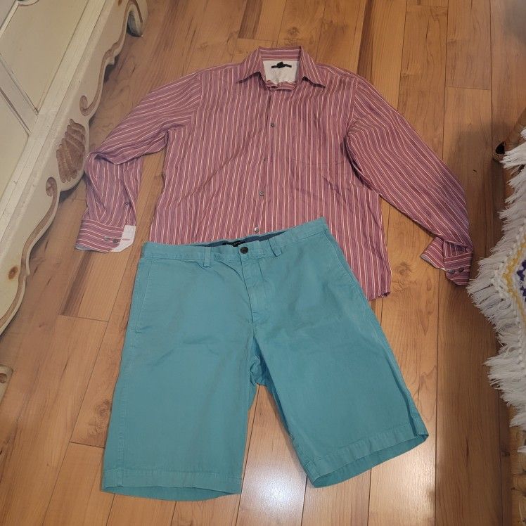 Men's Dress Lot Shorts And Dress Shirt