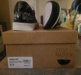 steve madden embark black glitter