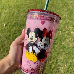 Minnie Mouse And Mickey Kids Snow Globe Tumbler Cup
