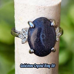 Healing Blue Goldstone Crystal Ring