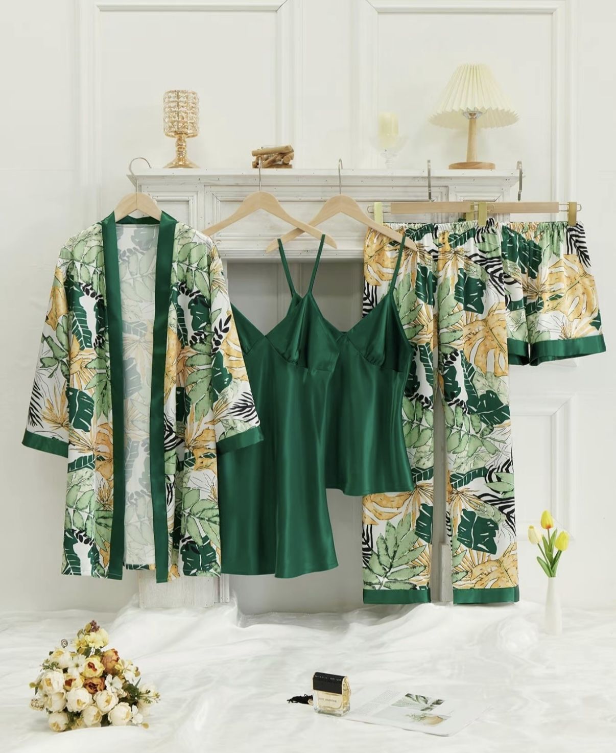Green Silk Pajama Set