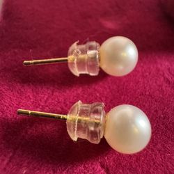 Elegant 14K 585 Solid Yellow Gold Earrings with Natural Pearls – Fine Jewelry