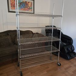Heavy Duty Industrial Grade Wire Shelving Racks with Rolling Wheels