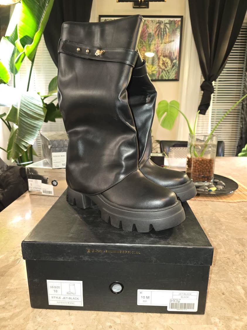 Jet Black Covered Knee High Boot Women