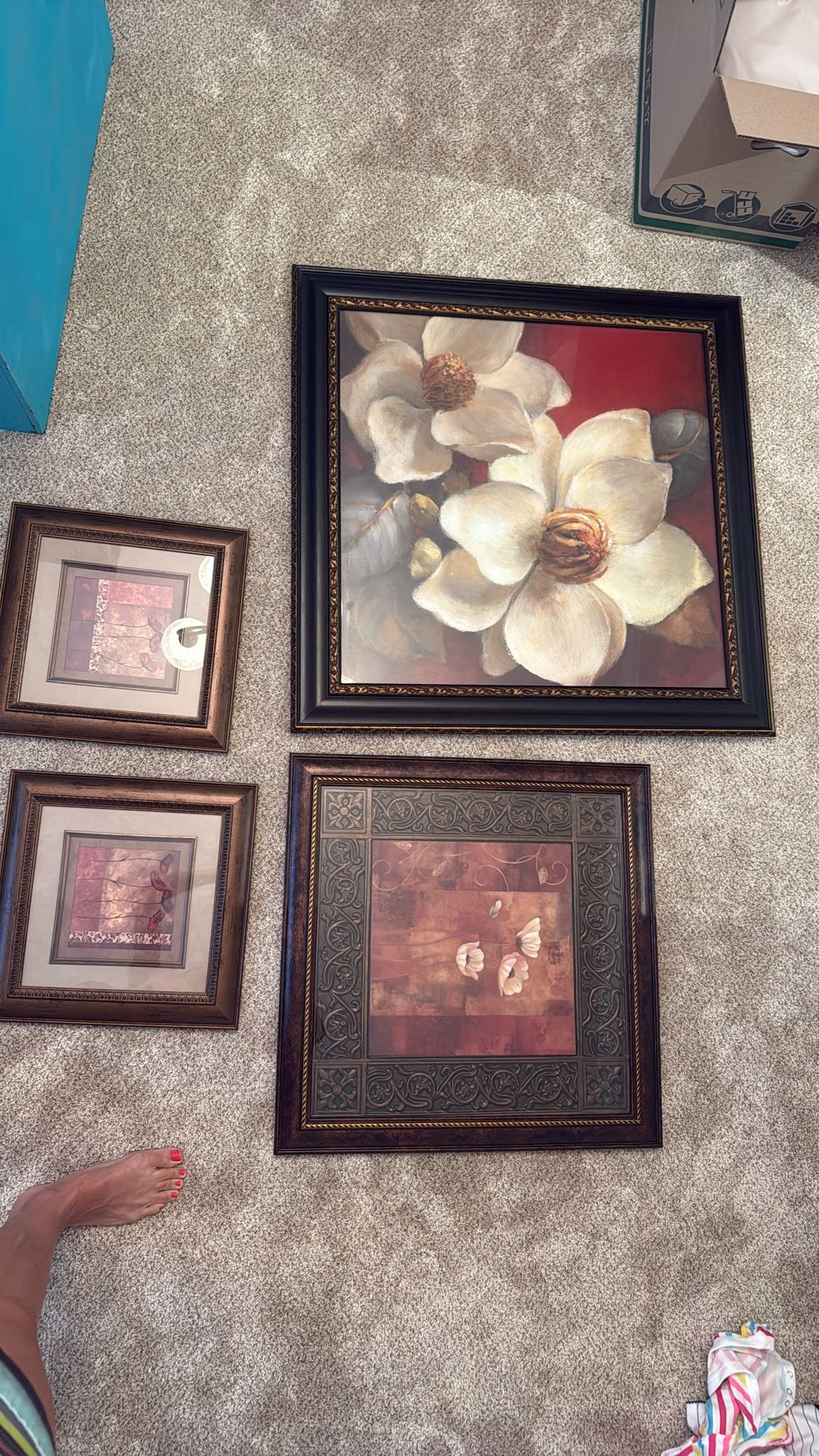 Red Floral Wall Pictures