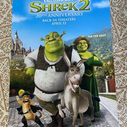NEW Shrek 2 20th Anniversary Re Release Original Movie Theater Poster 17x11 inches.