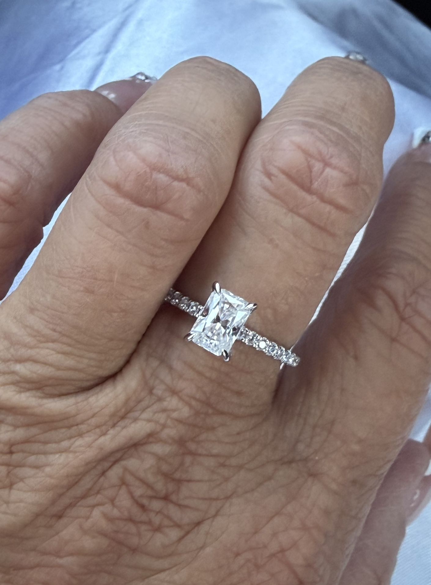 NEW! 1CTW. Radiant Cut, Genuine Moissanite Gemstone Engagement Ring, Please See Details ๐