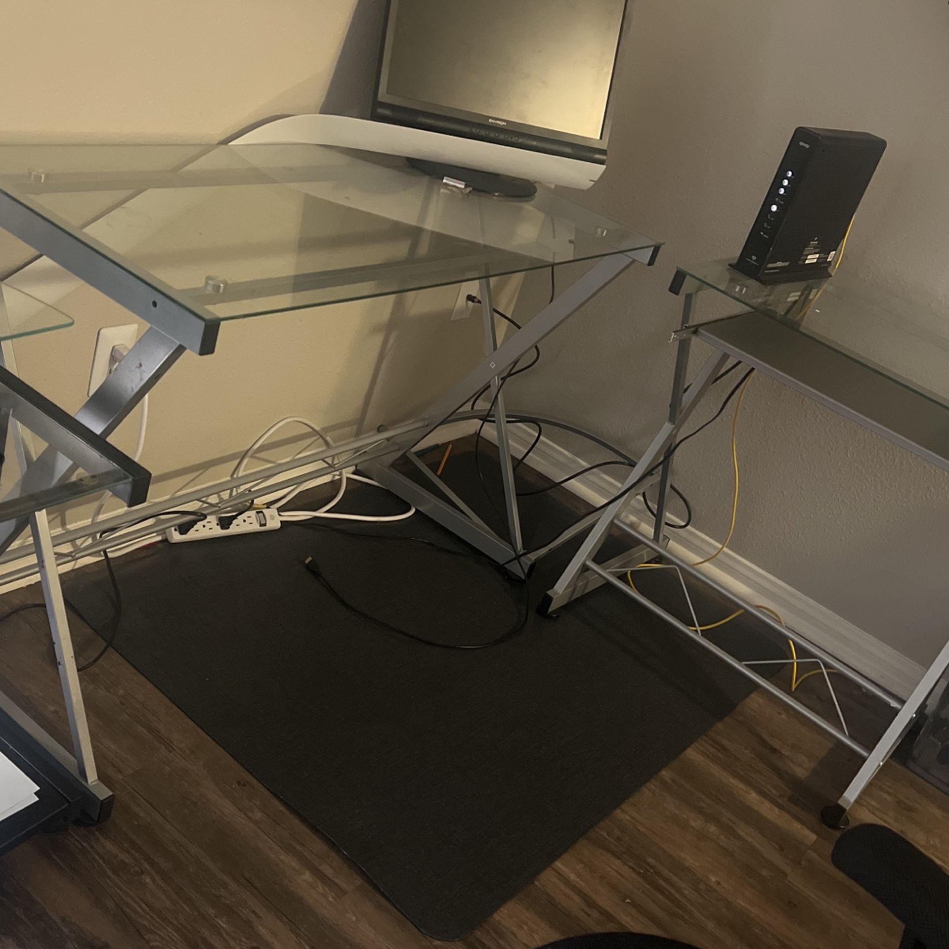 Glass L Shape Desk