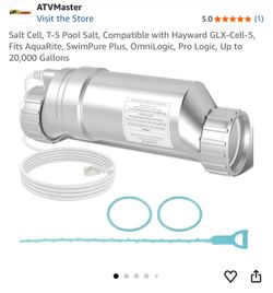 Salt Cell, T-5 Pool Salt, Compatible with Hayward GLX-Cell-5, Fits AquaRite, SwimPure Plus, OmniLogic, Pro Logic, Up to 20,000 Gallons