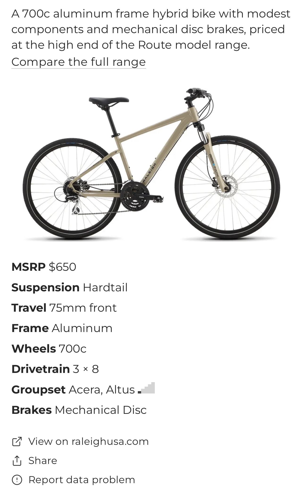 2021 Raleigh Route Bike