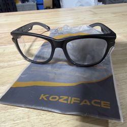 Koziface E52 Safety Glasses Black, Anti-Fog, Scratch Resistant