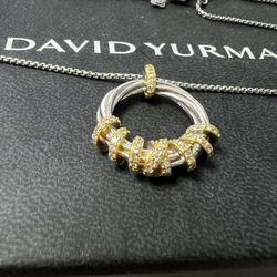 David Yurman Round Pendant Necklace In Sterling Silver