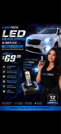 Led headlights 12 month warranty free installation to most vehicles