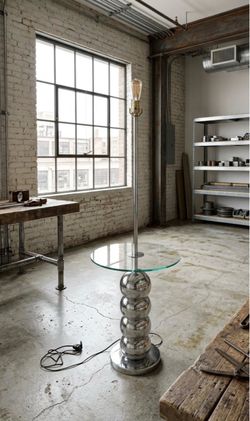 Mid Century Modern 1960s George Kovacs stacked chrome ball table floor lamp