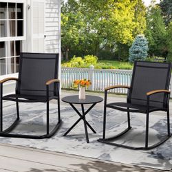 Outdoor Rocking Chairs New In Box With Table 