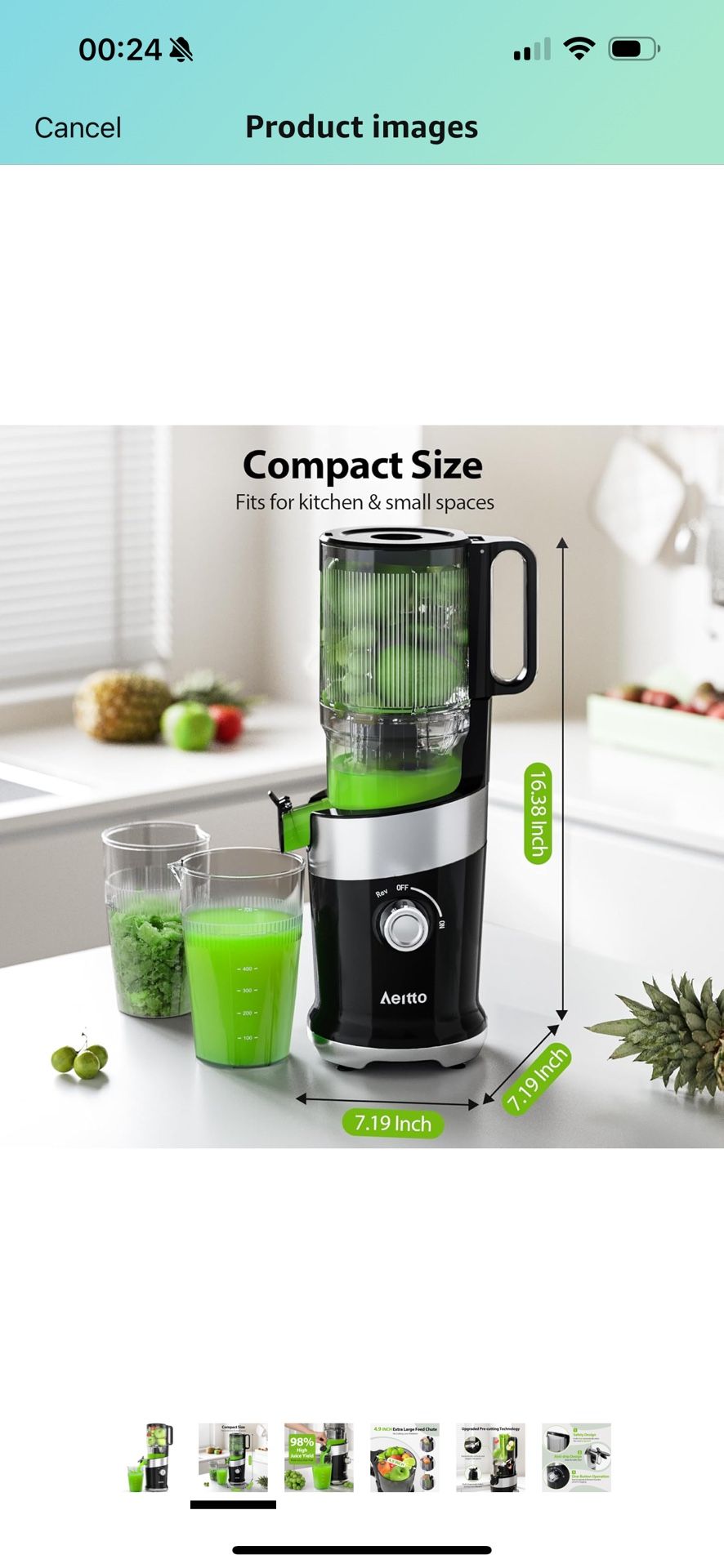 thumbnail image 2 of Aeitto Cold Press Juicer - Wide Mouth Masticating Juicer For Whole Fruits & Vegetables | High Yield Easy Clean Slow Juicer 2 of 5
